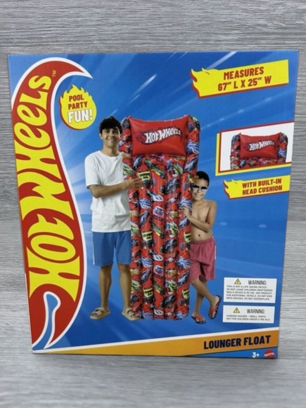 Hot Wheels Lounger Float Red Race Car Print Inflatable Pool Raft 67x25 NEW